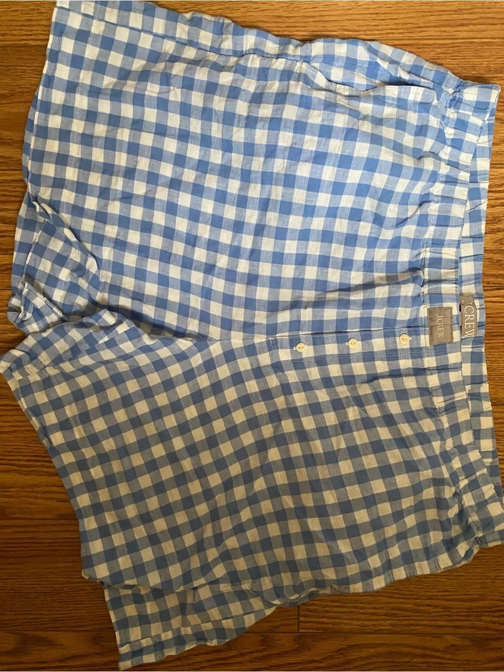 J. Crew Relaxed boxer short in gingham linen-cotton blend XL